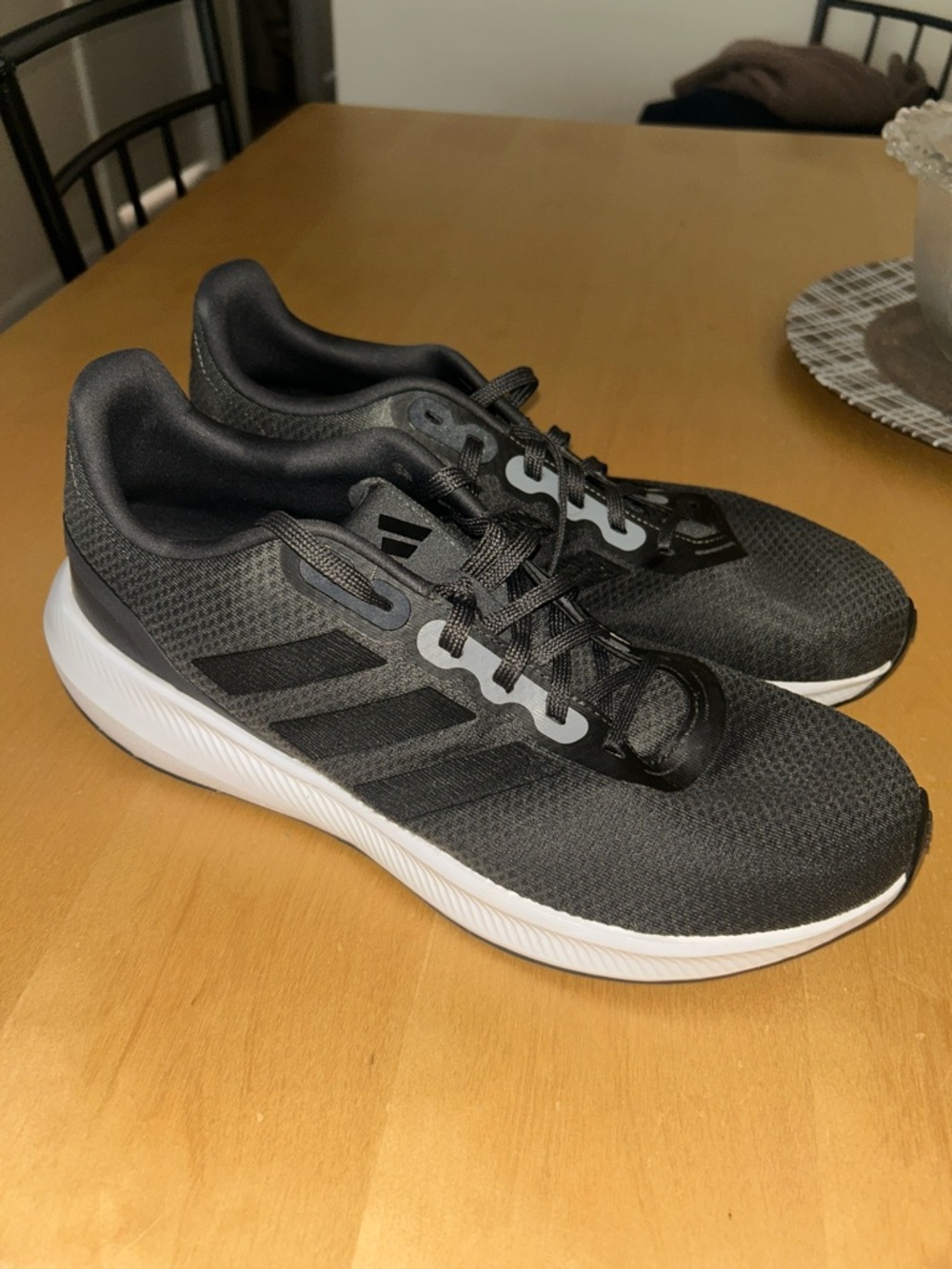 Adidas Black and White Men's Lightweight Running Sneakers